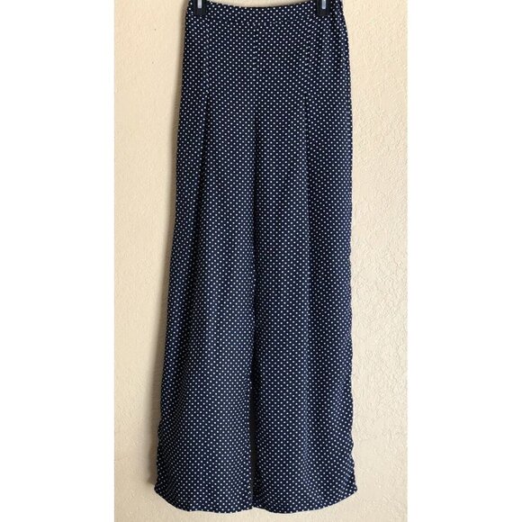 Glamorous Women's Navy Blue Polka Dot Up & Away Wide-Leg Pants Size S Nasty Gal - Picture 1 of 11